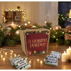 Подарунковий набір шоколадок З Новим Роком Крафт (молочний шоколад)