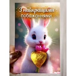 Листівка з шоколадним серцем Зі святом весни